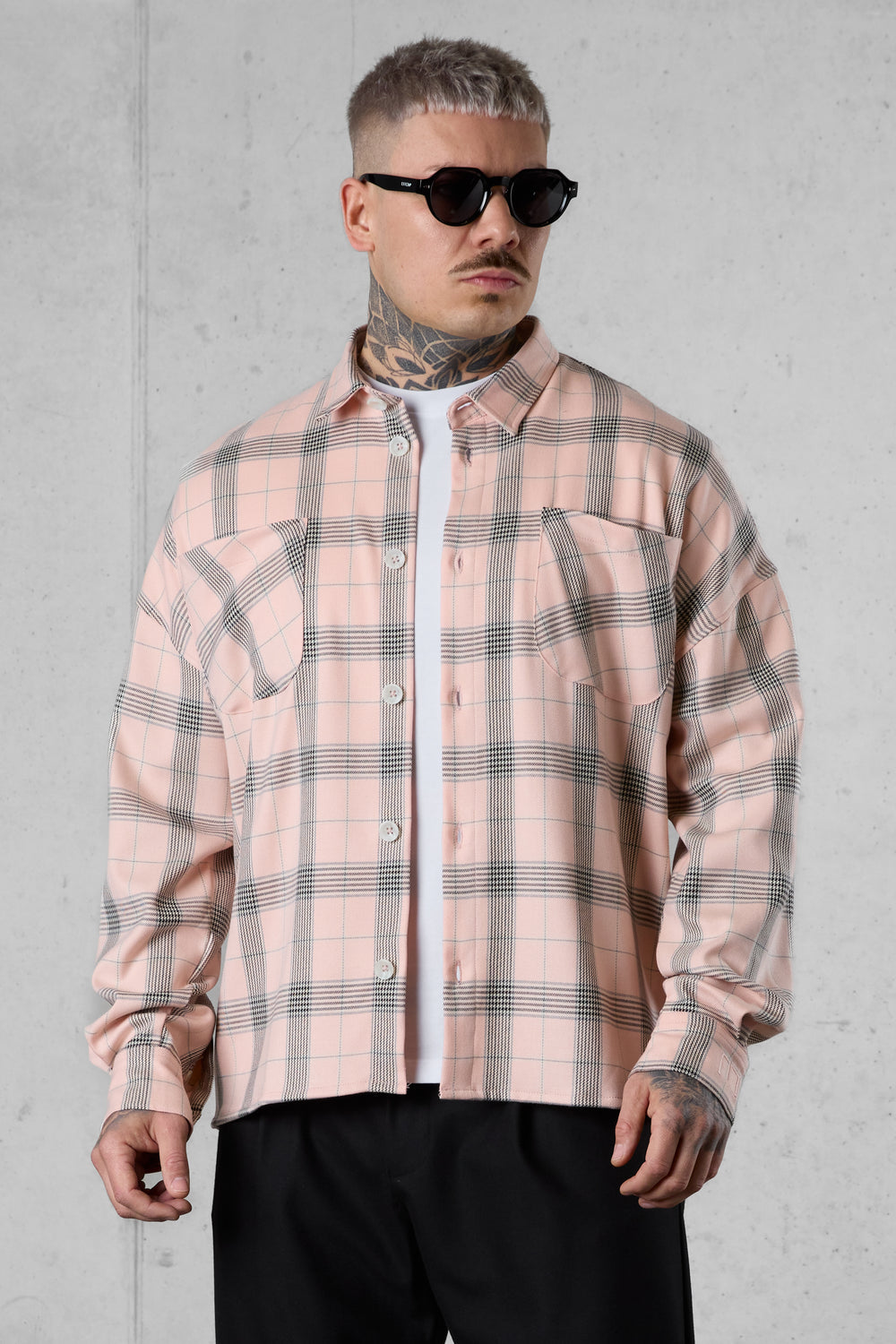 DUSTYCORAL PLAID OVERSIZED SHIRT