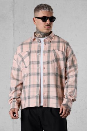 DUSTYCORAL PLAID OVERSIZED SHIRT