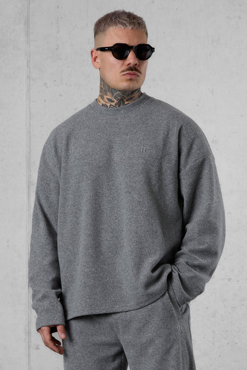 GREY MELANGE COMFY OVERSIZED SWEATER