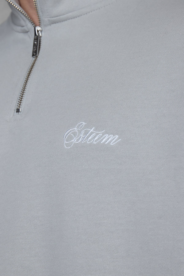 GREY SIGNATURE HALFZIP OVERSIZED SWEATER