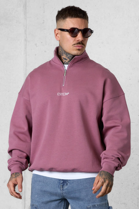 MAUVEROSE DISCREET OVERSIZED HALFZIP SWEATER