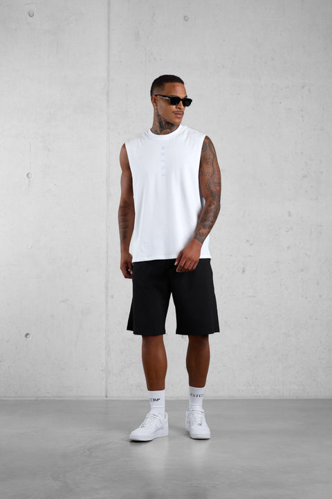 WHITE SKYBLUE VERTICAL OVERSIZED TANK TEE
