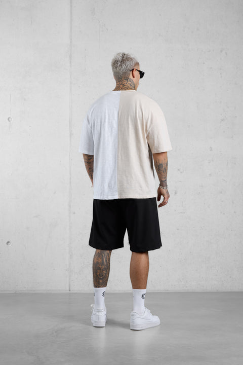 WHITE/OAT MONOGRAM OVERSIZED TEE