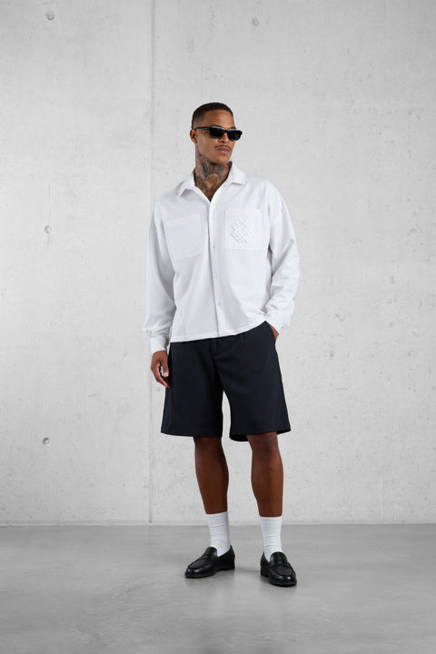 WHITE MONOGRAM OVERSIZED SHIRT