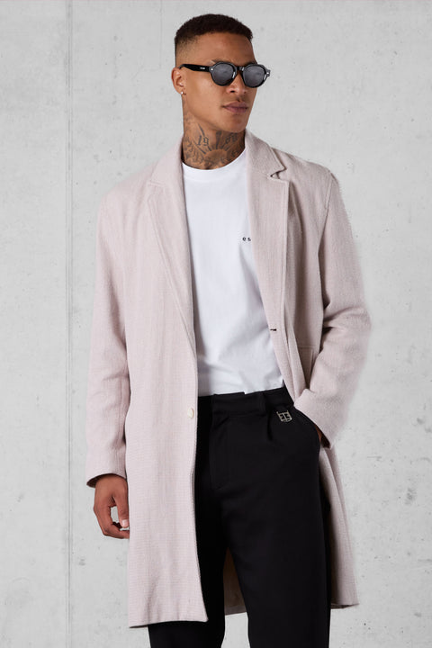 TAUPE HERRINGBONE OVERSIZED COAT