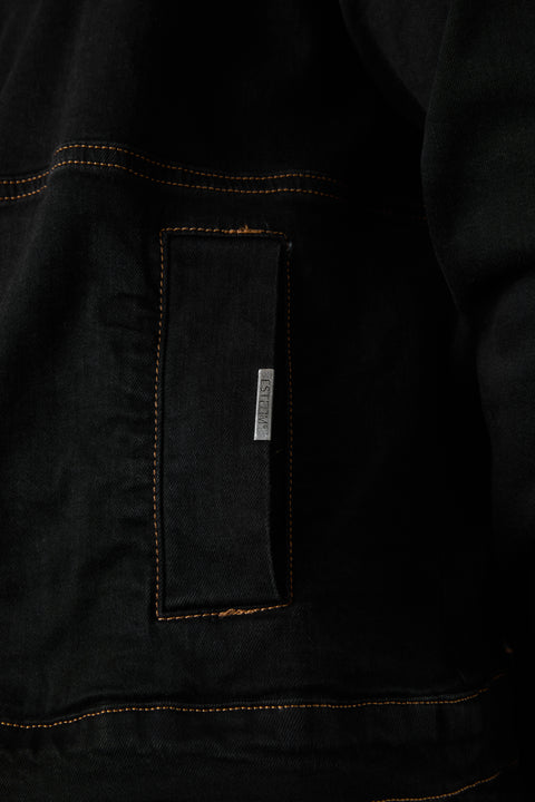WASHED BLACK CONTRAST JEANS JACKET