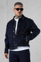 WASHED DARKBLUE CONTRAST JEANS JACKET