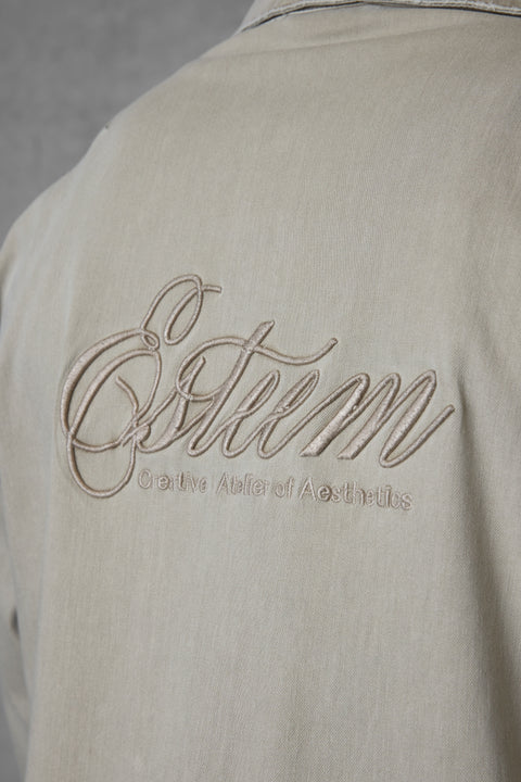 WASHED OLIVE DESTROYED JEANS JACKET