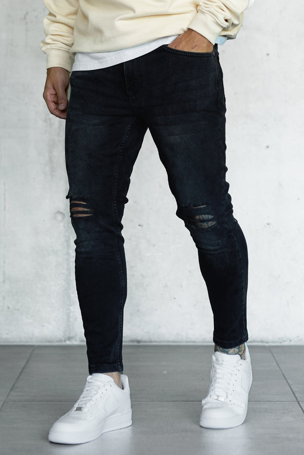 WASHED BLACK DESTROYED JEANS 4.0