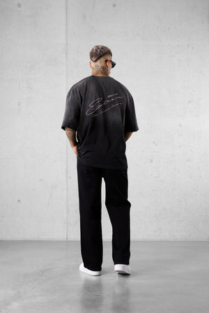 WASHED GREY HIGH STANDARD SIGNATURE OVERSIZED TEE