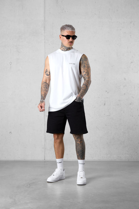 WHITE DISCREET OVERSIZED TANK TEE