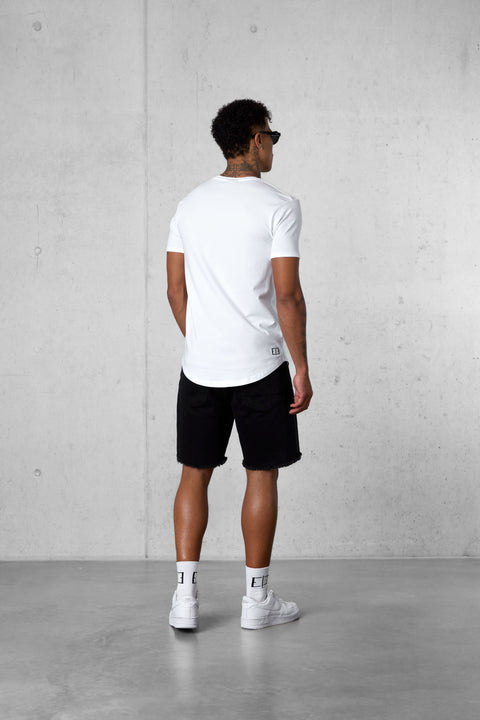 WHITE DOUBLE PALM LOGO TEE