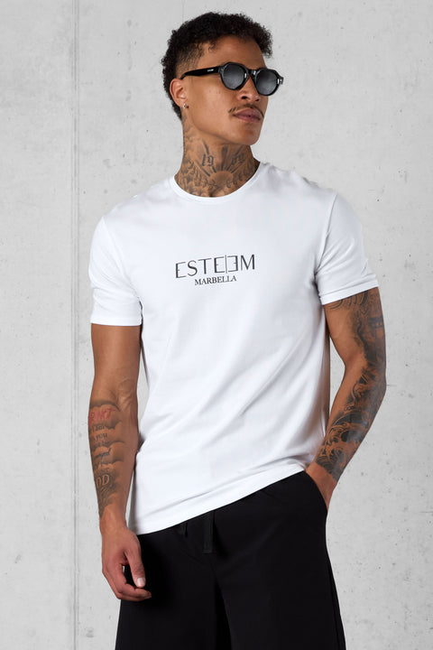 WHITE MARBELLA LOGO TEE